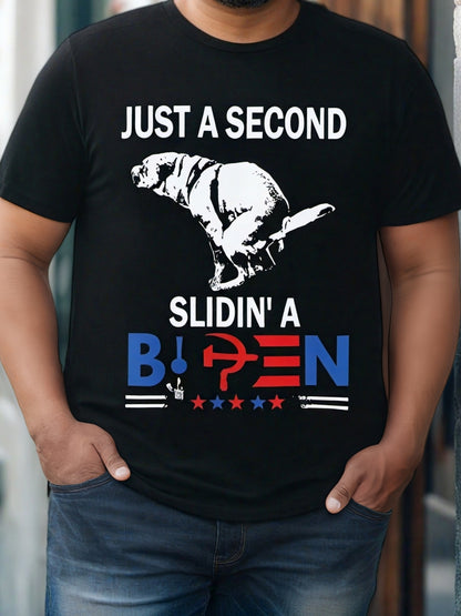 Just A Second Slidin A Biden shirts, Casual Short Sleeved Round Neck T-shirts, Summer Outdoor Men's Clothing