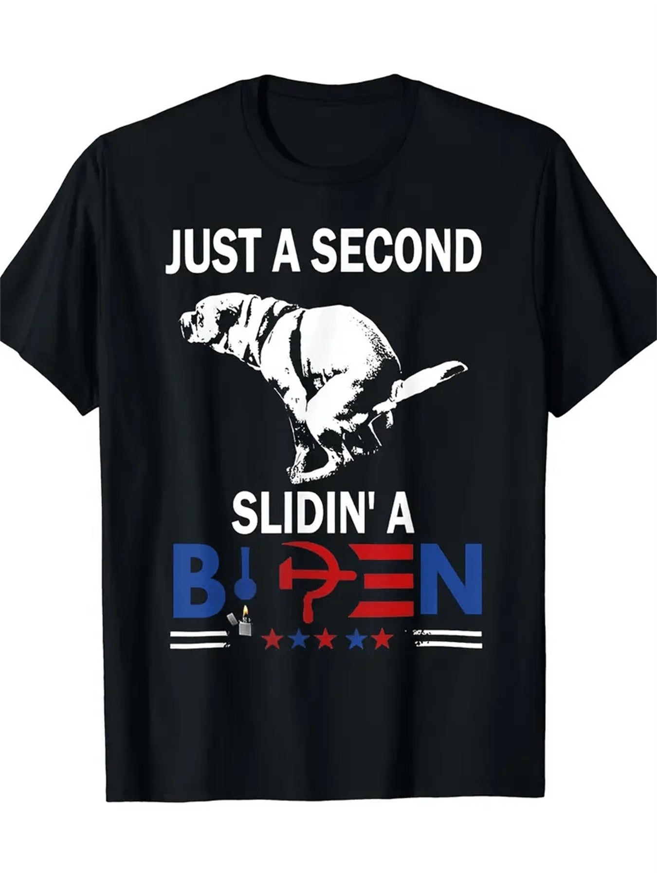 Just A Second Slidin A Biden shirts, Casual Short Sleeved Round Neck T-shirts, Summer Outdoor Men's Clothing